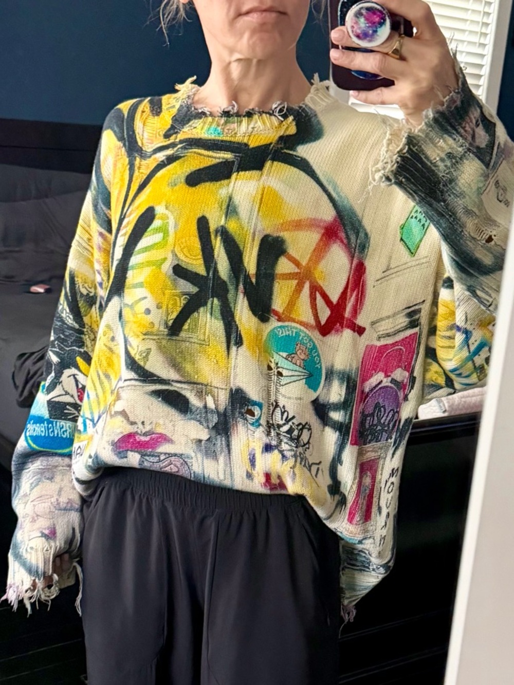 R13 Crosby Graffiti Sweater Size Small Like New Rare Distressed Knit Sweater